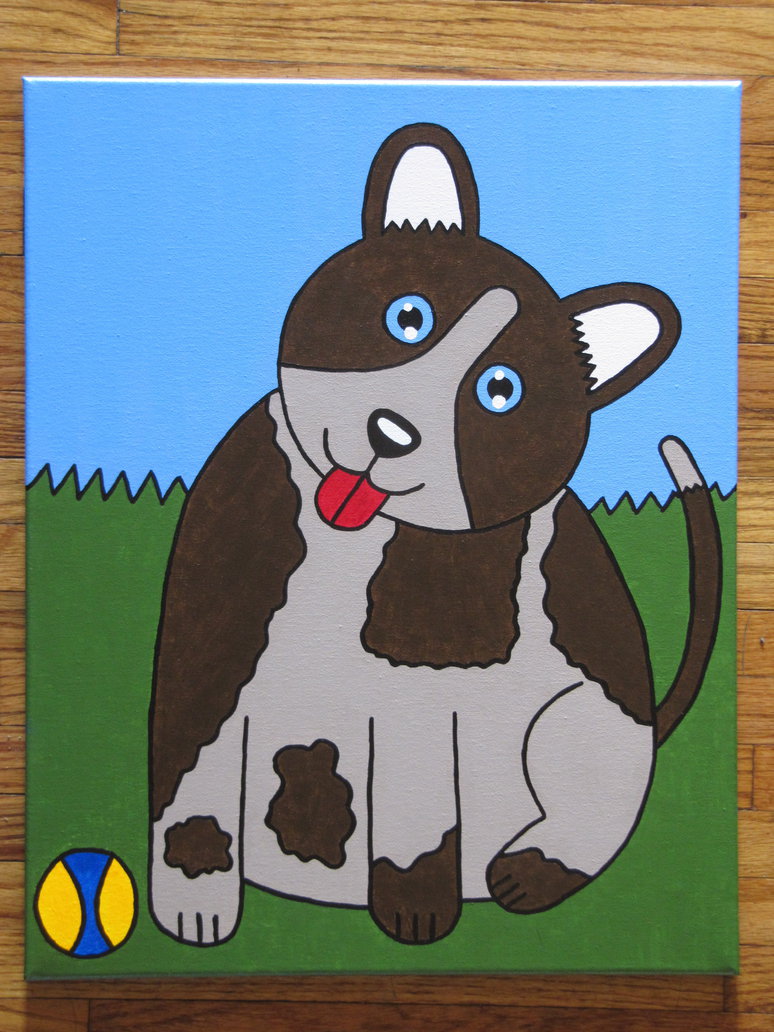 774x1032 Happy Dog Painting By Scott A T Art - Cartoon Dog Painting