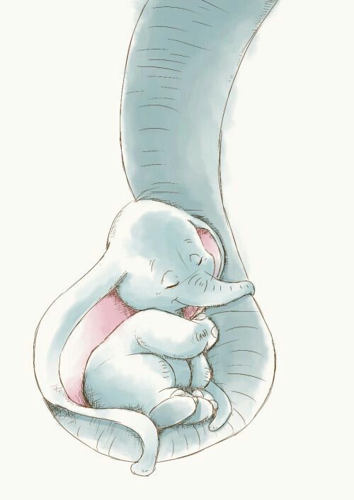 500x707 Dumbo And Mom Elephant Watercolor Painting Illustration Sketch Dan - Cartoon Elephant Painting