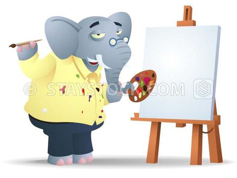 480x360 Elephant Paints Cartoon Staystock - Cartoon Elephant Painting