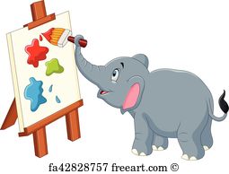 255x194 Free Art Print Of Elephant Painting. Acrylic Painting, Artwork - Cartoon Elephant Painting