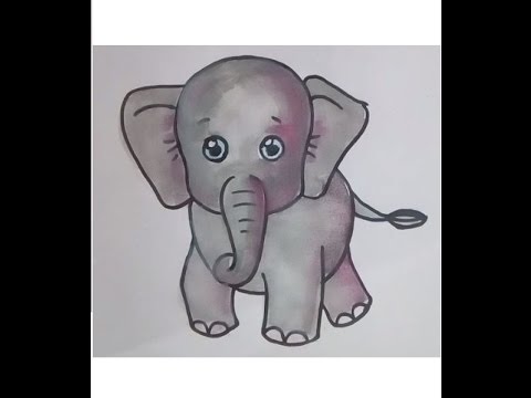 480x360 Learn How To Paint An Elephant { Elephant Painting Tutorial - Cartoon Elephant Painting