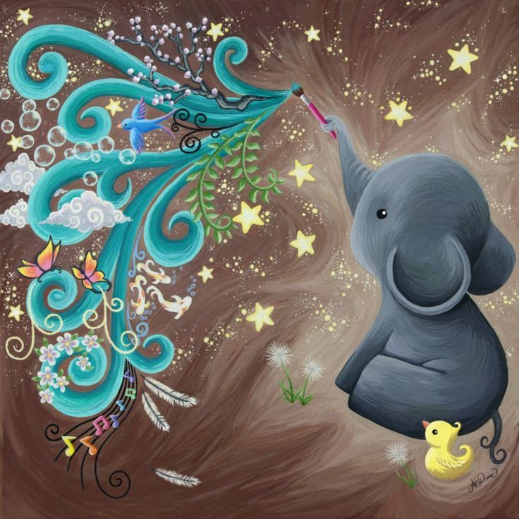 736x736 Pin By Mery Cruz On Elefantes Animados Tattoo - Cartoon Elephant Painting