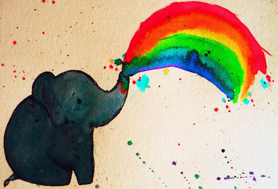 900x612 The Happiest Elephant By Xxkelserxx - Cartoon Elephant Painting