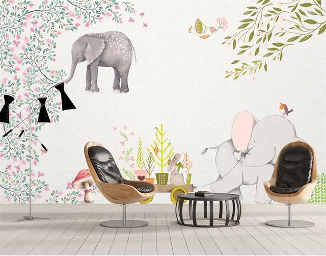 640x502 Custom 3d Photo Wallpaper Kids Room Mural Hand Painted Cartoon - Cartoon Elephant Painting