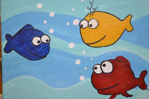 500x333 Young Kids Age 5 7 One Artique - Cartoon Fish Painting
