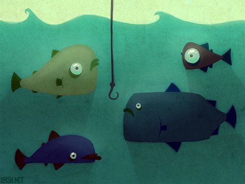 507x380 Fish Digital Art Underwater Cartoon Photoshop Painting Cute Sea - Cartoon Fish Painting