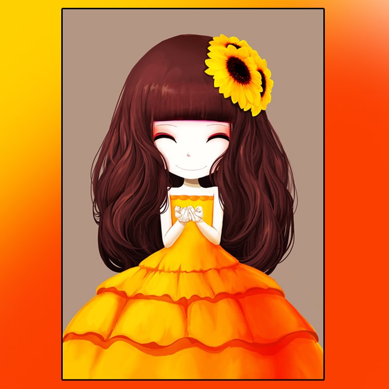 800x800 Full Diamond Embroidery 7 Flower Girl Diy Diamond Painting Cartoon - Cartoon Flower Painting