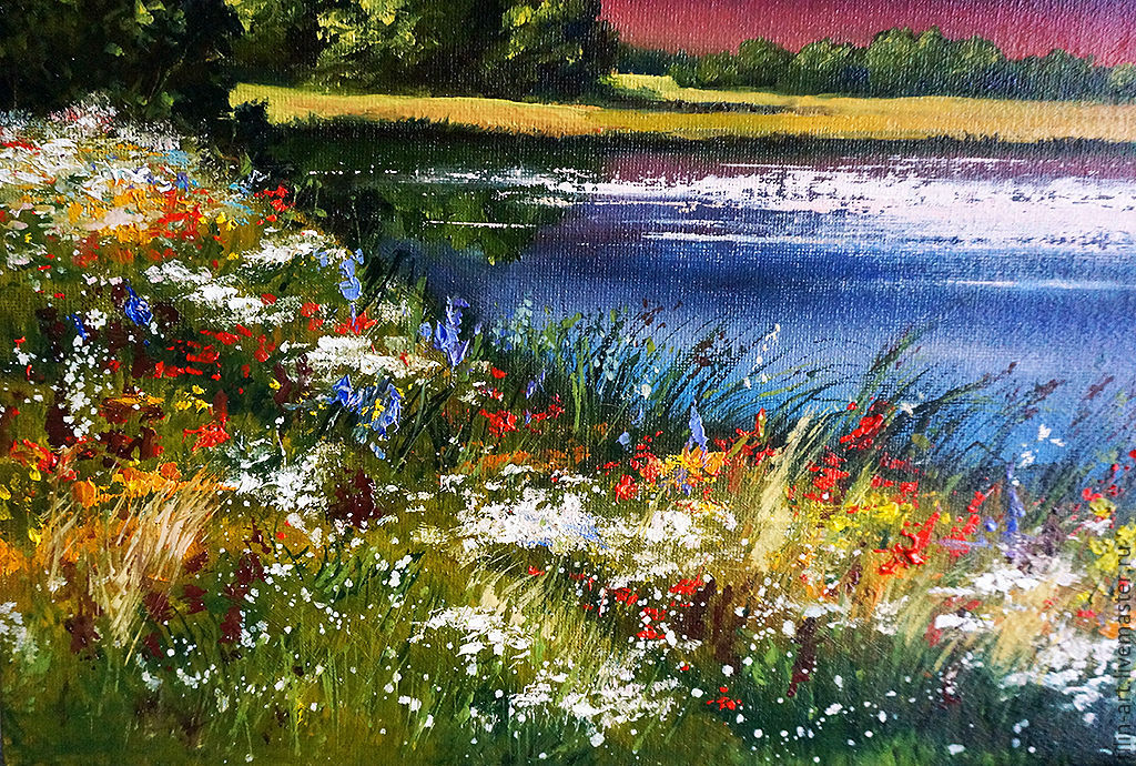 1024x690 Landscape Cartoon Of Oil Free Copy Of Artis Khovalchuk Picture - Cartoon Flower Painting