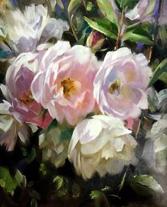 236x292 Pink Peonies Oil Painting, Peony Impasto Oil Painting, Anniversary - Cartoon Flower Painting
