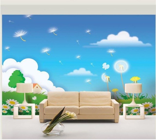 640x575 3d Wallpaper Custom Photo Wallpaper Kids Room Mural Cartoon - Cartoon Flower Painting