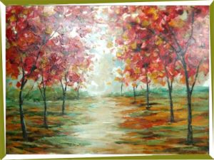 300x225 China Hand Painted Impressionism Oil Paintings Cartoon Road Flower - Cartoon Flower Painting