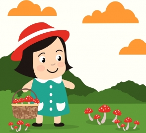 294x268 Painting Girl Drawing Colored Cartoon Cute Girl Icon Vectors Stock - Cartoon Girl Painting