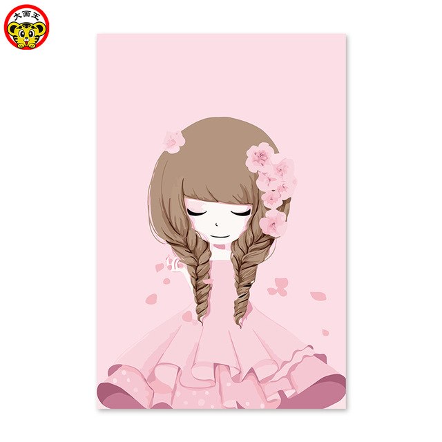 640x640 Pink Cartoon Girl Flower Girl Sakura Princess Dress Girls Diy - Cartoon Girl Painting