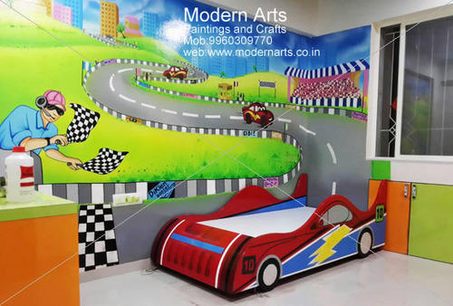 500x338 Kids Bedroom Cartoon Wall Painting Ideas - Cartoon Images Painting