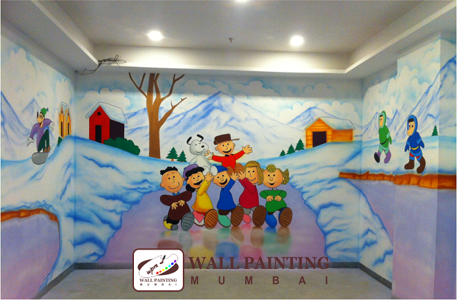 662x434 Kids Room Wall Painting Kids Mural - Cartoon Images Painting