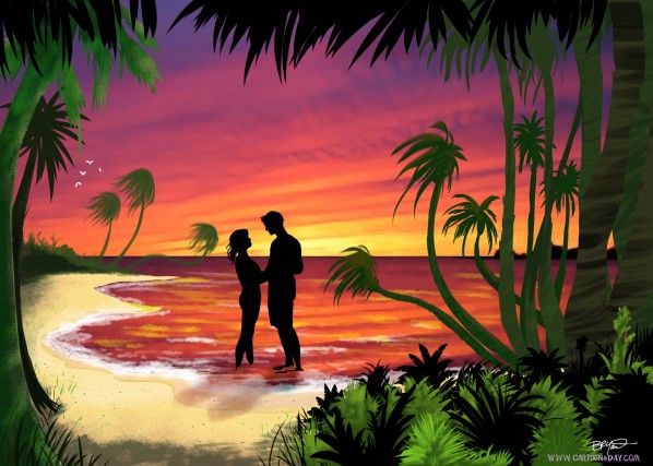 598x427 Cartoon Island Paradise Painting Cartoon - Cartoon Images Painting