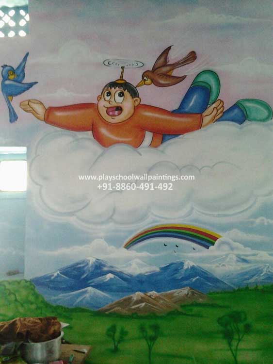 563x750 Play School Wall Painting Play School Wall Painting For Tiny Tots Kids - Cartoon Images Painting