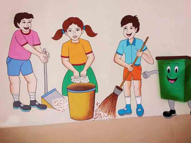 667x500 School Cartoom Painting - Cartoon Images Painting