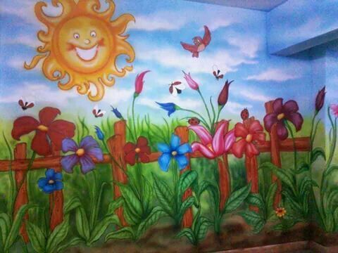 480x360 School Wall Painting - Cartoon Images Painting