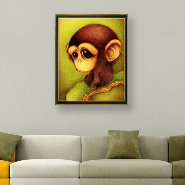 600x600 Decorative Accents Deep Brown Diy Beads Painting Cartoon Monkey - Cartoon Monkey Painting