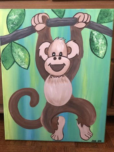 400x533 Rohrbach's Farm Kids Paint Class Funky Monkey! - Cartoon Monkey Painting