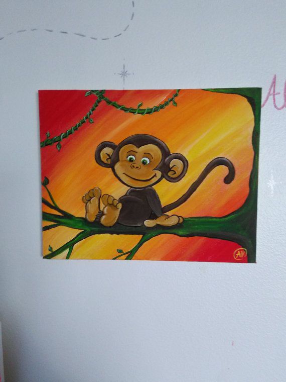 570x760 Monkey Canvas Pictures Can Paint Cute Monkeys During - Cartoon Monkey Painting