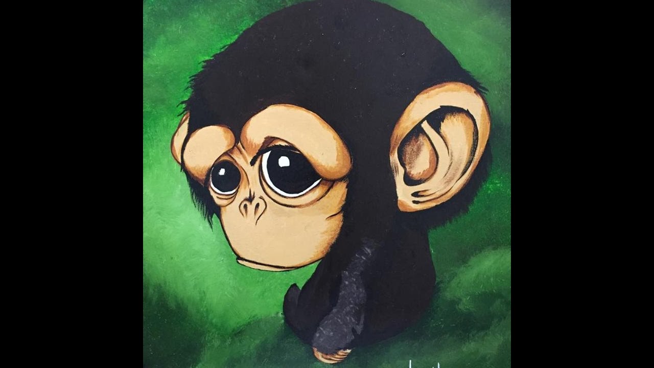 1280x720 79. How To Paint The Cute Monkey, Of Fabo' (Acrylic) - Cartoon Monkey Painting