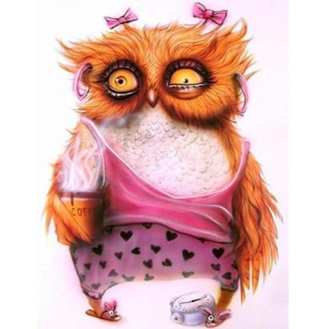 640x640 Online Shop Diy Diamond Painting Cartoon Owl Crystal Round Diamond - Cartoon Owl Painting