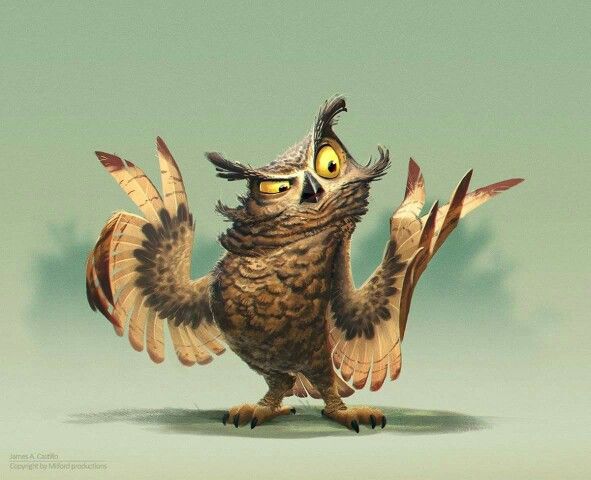 591x480 Owllt - Cartoon Owl Painting