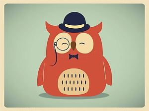 300x224 Art Print Poster Painting Drawing Cool Cartoon Owl Top Hat Monocle - Cartoon Owl Painting