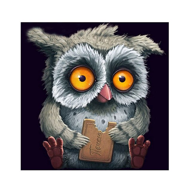 640x640 Cartoon Owl 5d Diy Diamond Painting Craft Kit Home Decor Animal - Cartoon Owl Painting