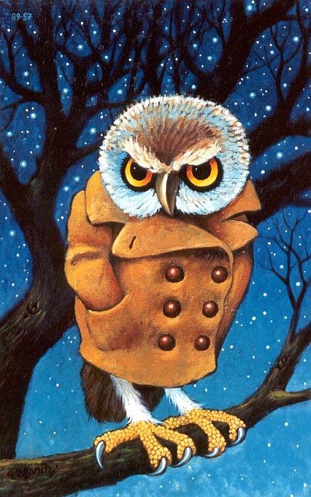 438x700 Civetta 89.57 Owl, Owl Art And Owl - Cartoon Owl Painting