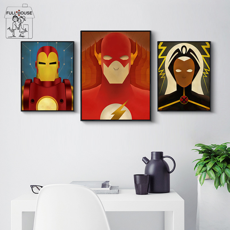 800x800 Full House Superman Iron Man Cartoon Painting Wall Pictures Canvas - Cartoon Painting For Kids
