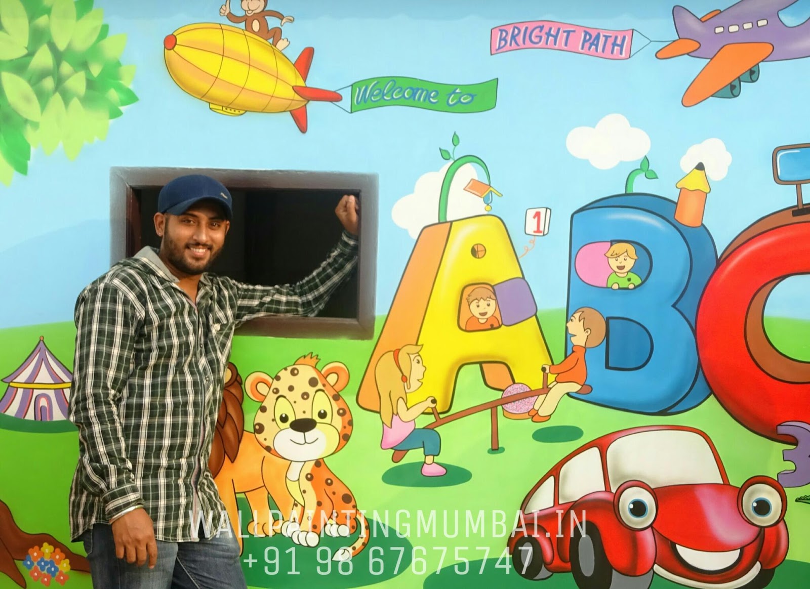 1600x1164 Play School Wall Painting Kids Classroom Cartoon Wall Painting - Cartoon Painting For Kids