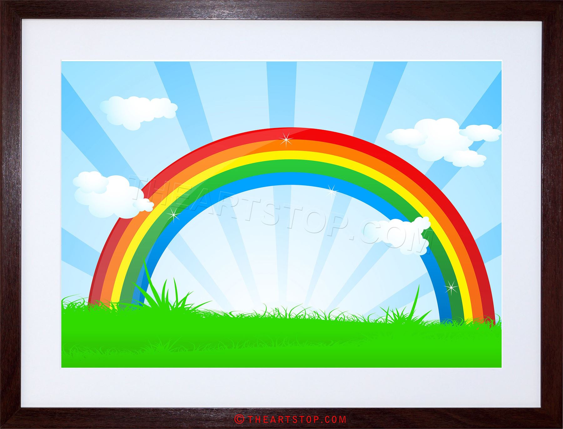 1800x1374 Painting Illustration Cartoon Rainbow Colour Field Sky Framed - Cartoon Painting Frame