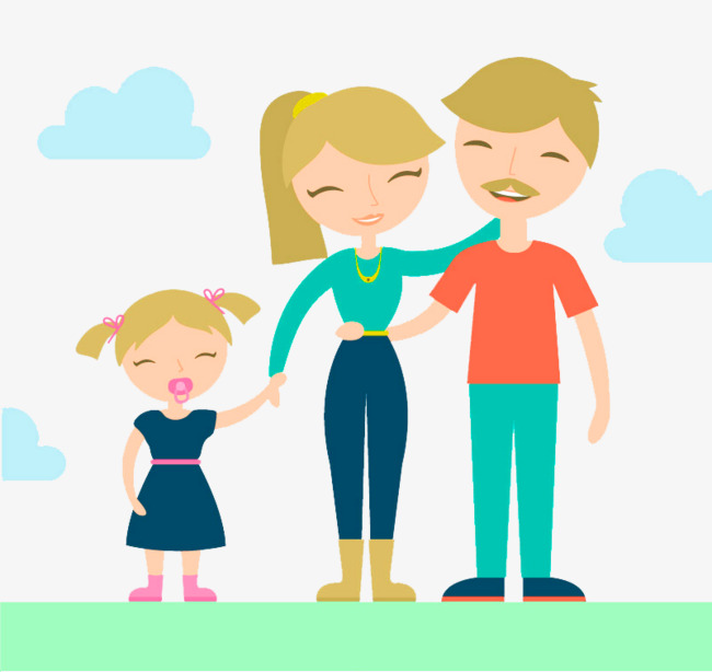 650x614 A Family Of Three, Family Of Three, Clouds, Cartoon Painting Png - Cartoon People Painting