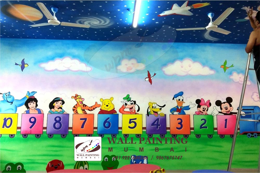 1000x668 Playgroup Wall Painting - Cartoon Pictures Painting