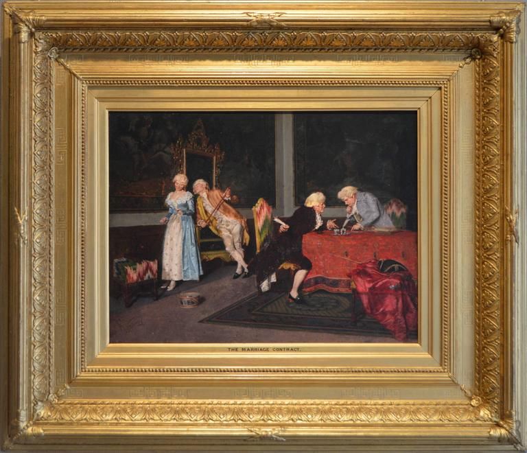 768x660 The Marriage Contract, Oil On Panel Figurative, Oil And Paintings - Casamento Painting