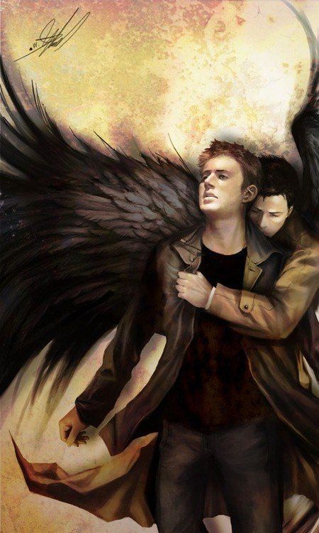 450x750 Dean And Castiel The Angel Comforting His Friend And Pulling Him - Castiel Painting