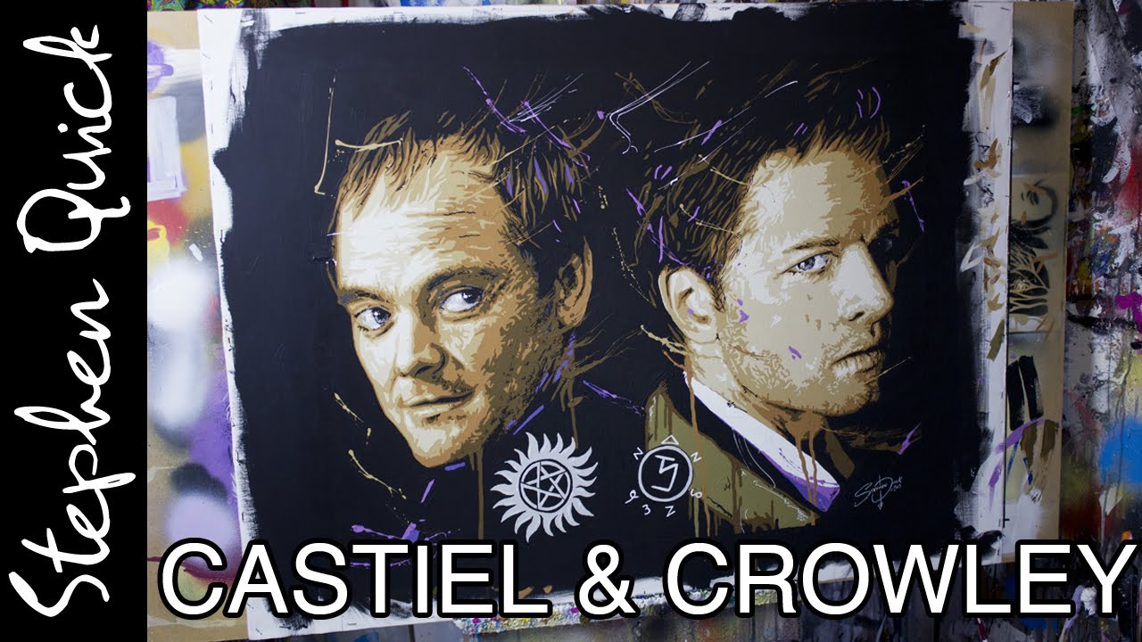 1280x720 Supernatural Speed Painting Castiel Amp Crowley Time Lapse Art - Castiel Painting