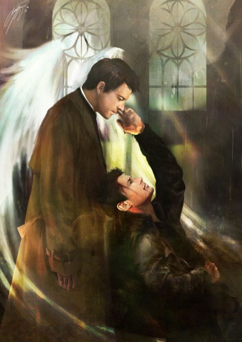 495x700 Supernatural, Castiel And Dean Supernatural - Castiel Painting