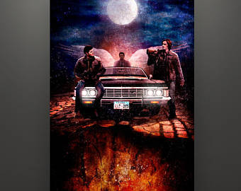 340x270 Supernatural Poster Etsy - Castiel Painting