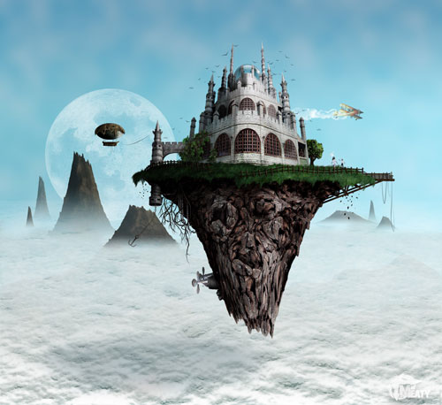 500x458 Fantasy Castles 60 Castle Art Paintings That You Should See - Castle In The Sky Painting