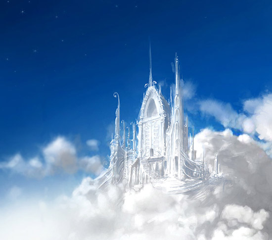 550x485 Inspiring Castles And Towers - Castle In The Sky Painting