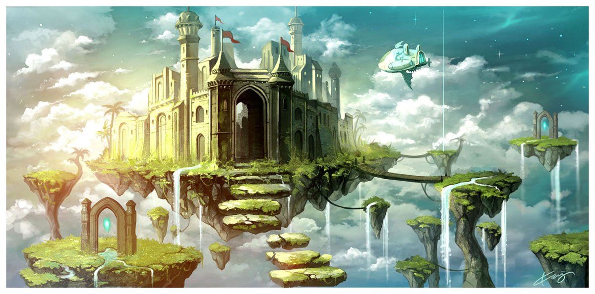 1200x594 Fantasy Castles In The Sky - Castle In The Sky Painting