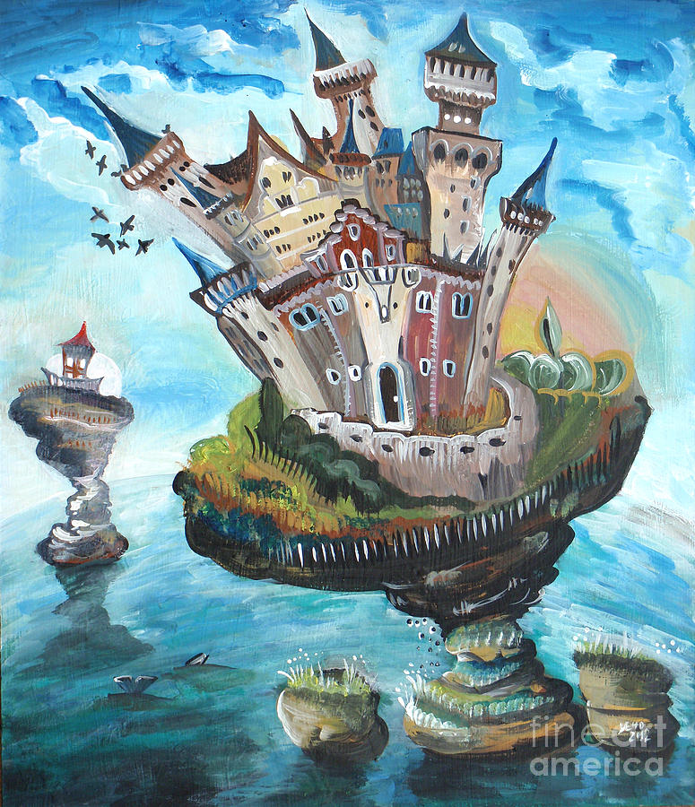 775x900 Castle In The Sky Painting By Lucia Chocholackova - Castle In The Sky Painting