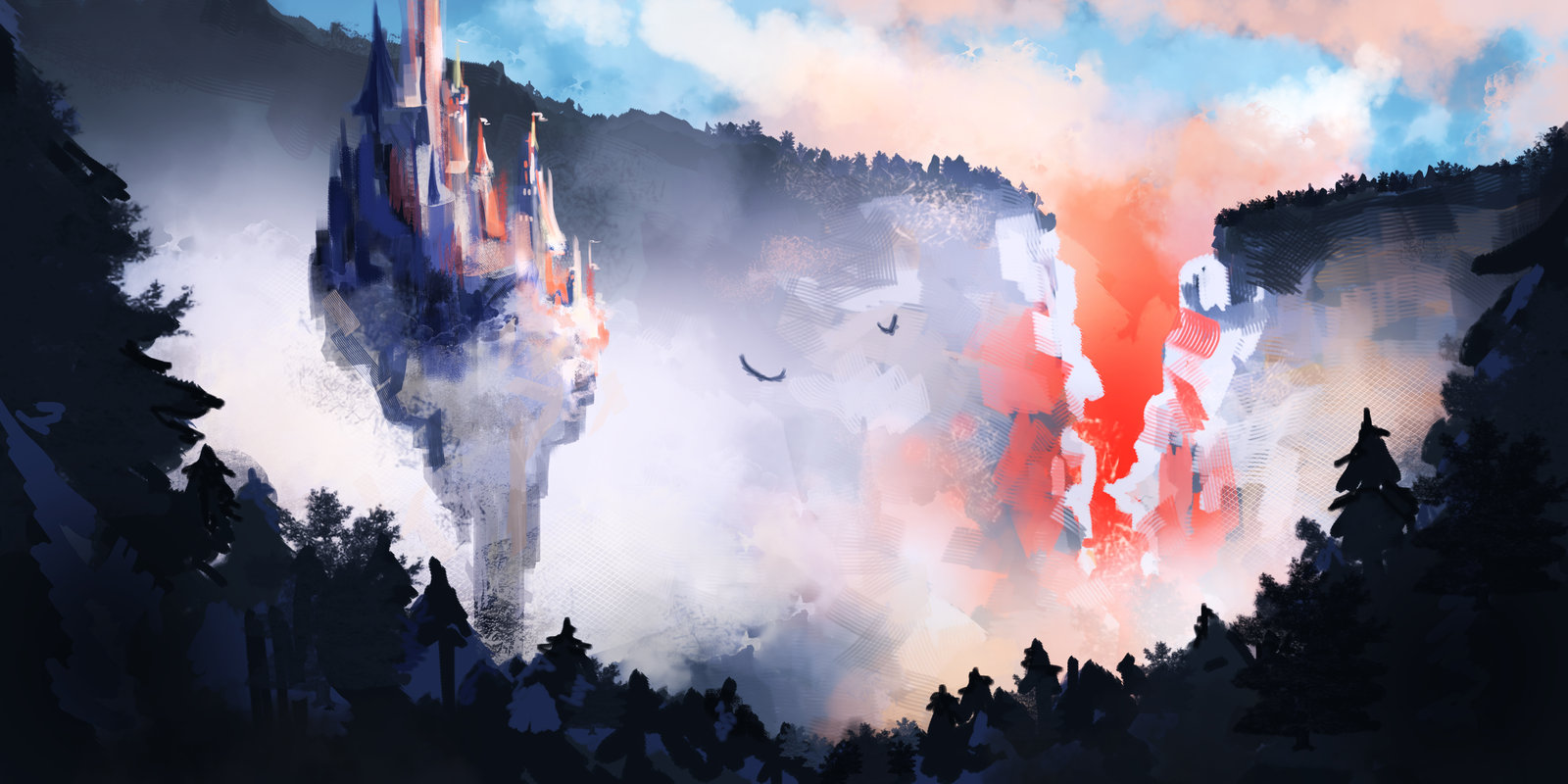 1600x800 Castle In The Sky By Taylorls - Castle In The Sky Painting