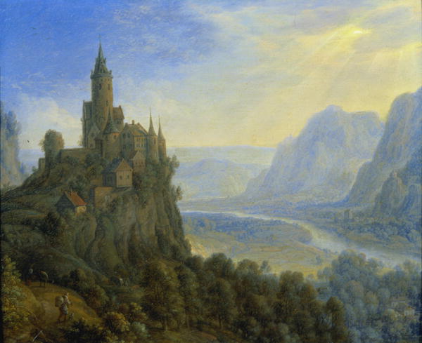 600x489 Mountainous Landscape With A Castle Painting Cornelis Saftleven - Castle Landscape Painting