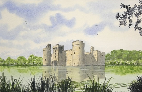 550x360 Bodiam Castle - Castle Landscape Painting