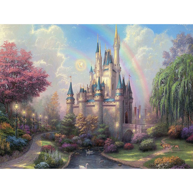 640x640 Dreamlike Castle Oil Painting Diy Digital Paint Home Living Room - Castle Oil Painting